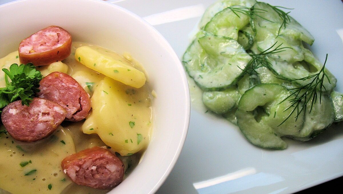 Rezept saures Kartoffelgemüse mit Gurkensalat nach Christian Rach