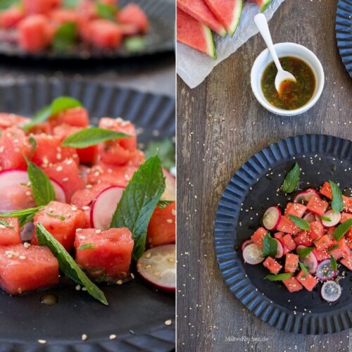 Wassermelonen-Salat mit Sesam und Minze