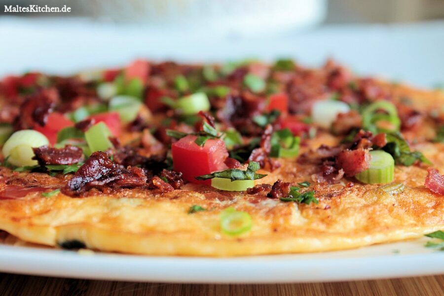 Rezept für ein Tomatenomelett mit Bacon
