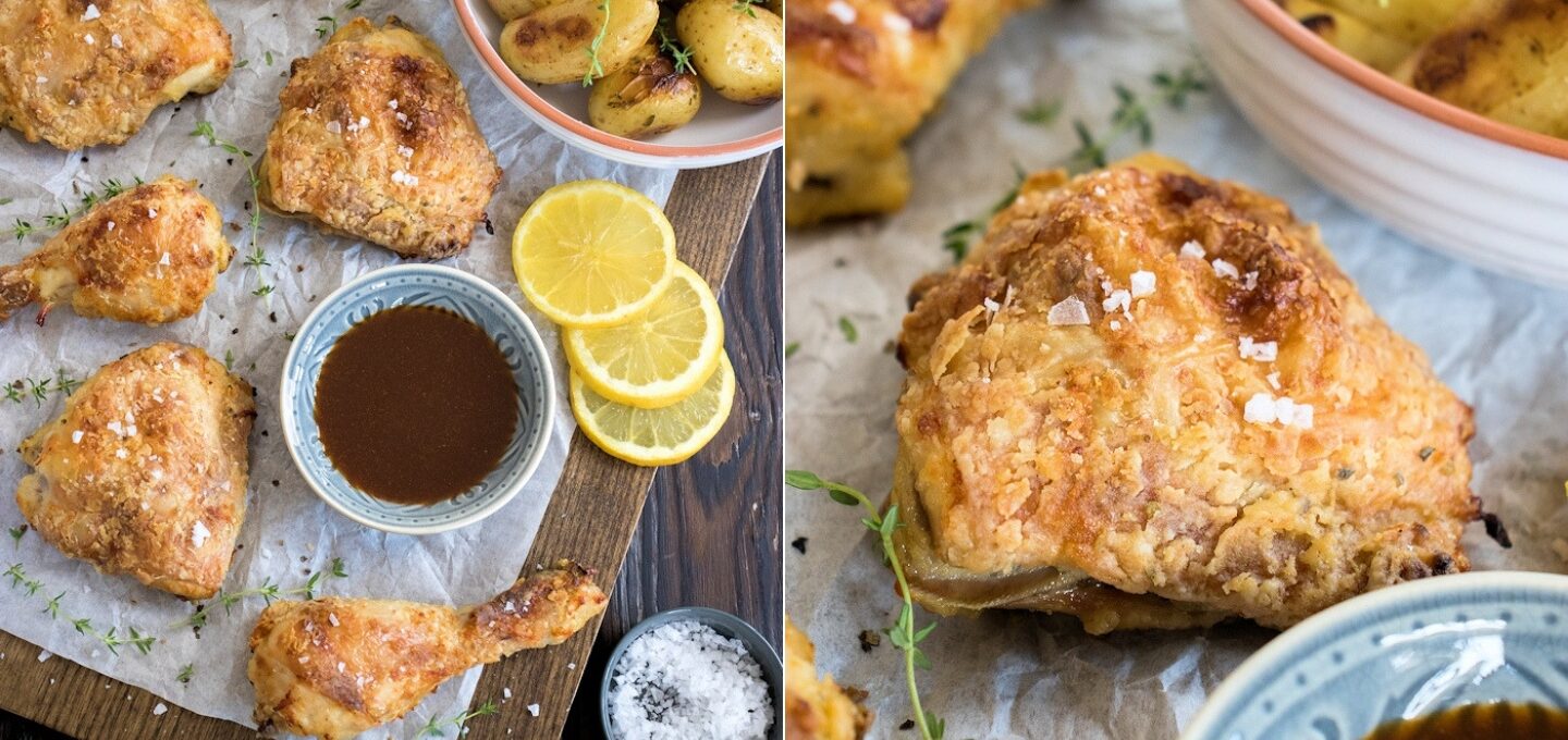 Rezept für Fried Chicken - Backhähnchen aus dem Ofen