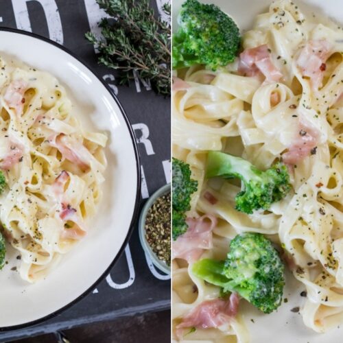 Rezept für Tagliatelle mit Schinken und Brokkoli in Käsesauce
