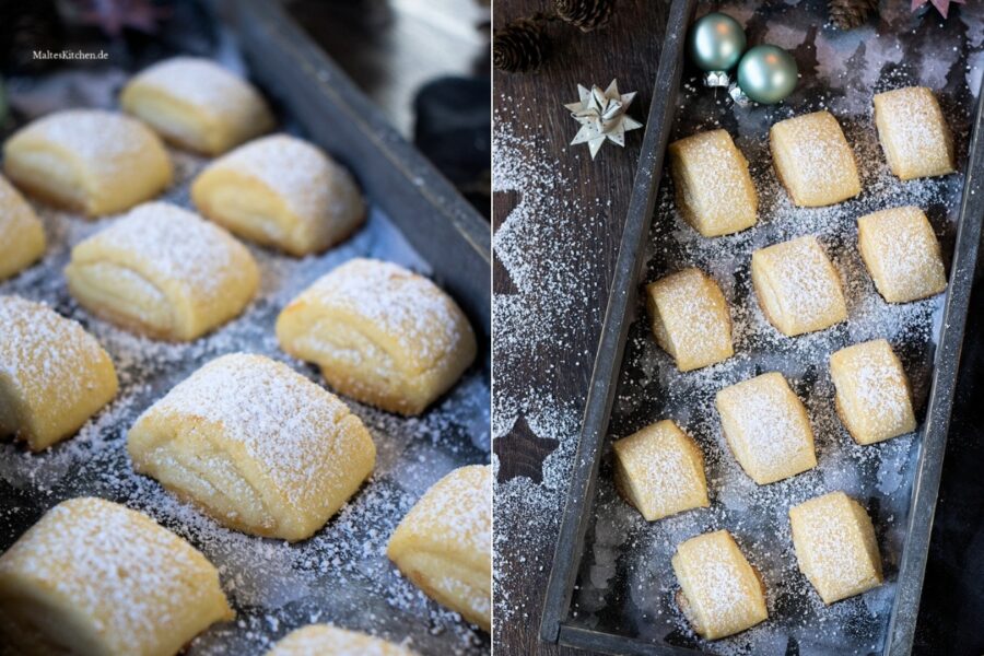 Rezept für mürbe Marzipankissen als Weihnachtsplätzchen