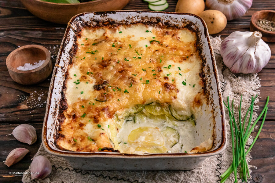 Rezept für ein Kartoffel-Zucchini-Gratin nach Johann Lafer