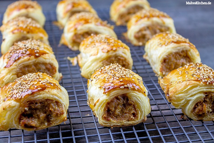 Rezept für Blätterteig Würstchen
