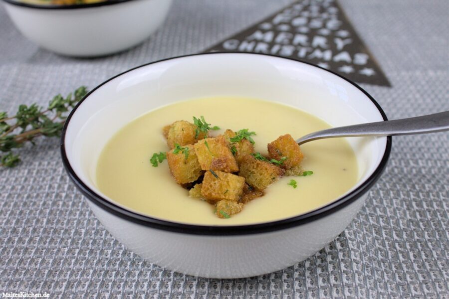 Rezept für eine weihnachtliche Kartoffel-Pastinaken-Suppe