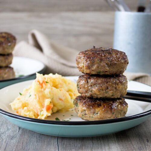 Rezept Frikadellen mit Kartoffel-Möhren-Stampf