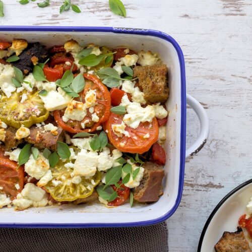 Rezept warmer Tomatensalat mit Feta