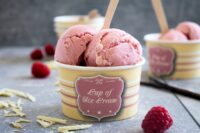 Rezept für Frozen Joghurt mit Himbeeren