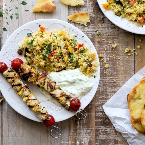 Rezept für Hähnchenspieße mit Couscous