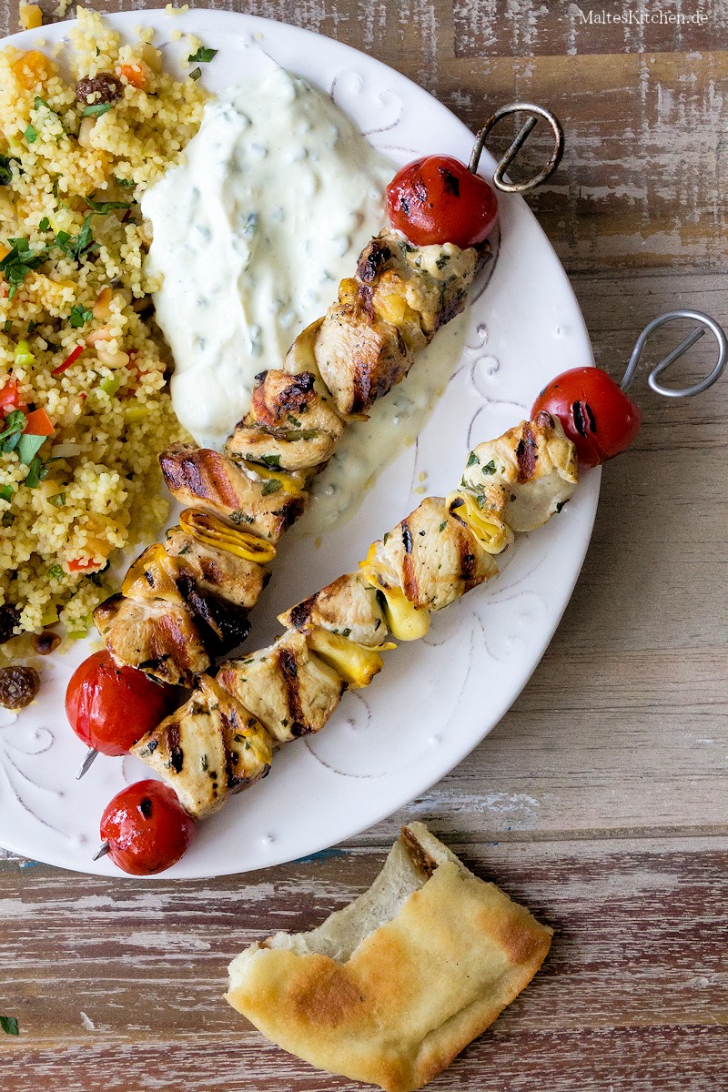 Saftig gegrillte Hähnchenspieße