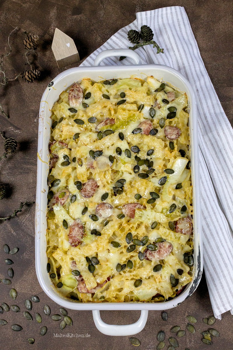 Krautfleckerl mit Cabanossi