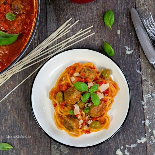 Rezept für Fleischklösschen mit Spaghetti