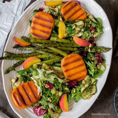 Rezept Spargelsalat mit Pfirsichen und Grill Talern