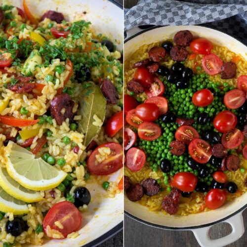 Rezept für eine Gemüse Paella mit Chorizo