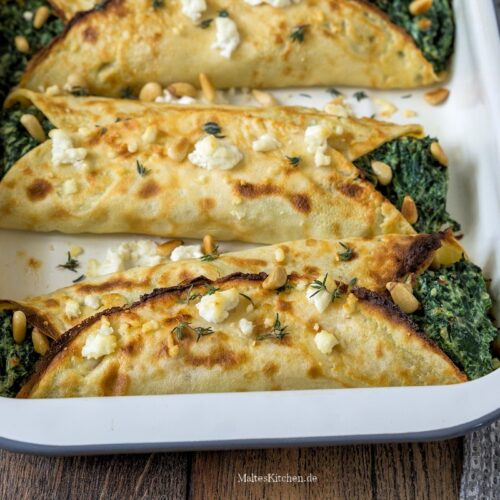 Rezept für Pfannkuchen mit Spinat-Ricotta Füllung