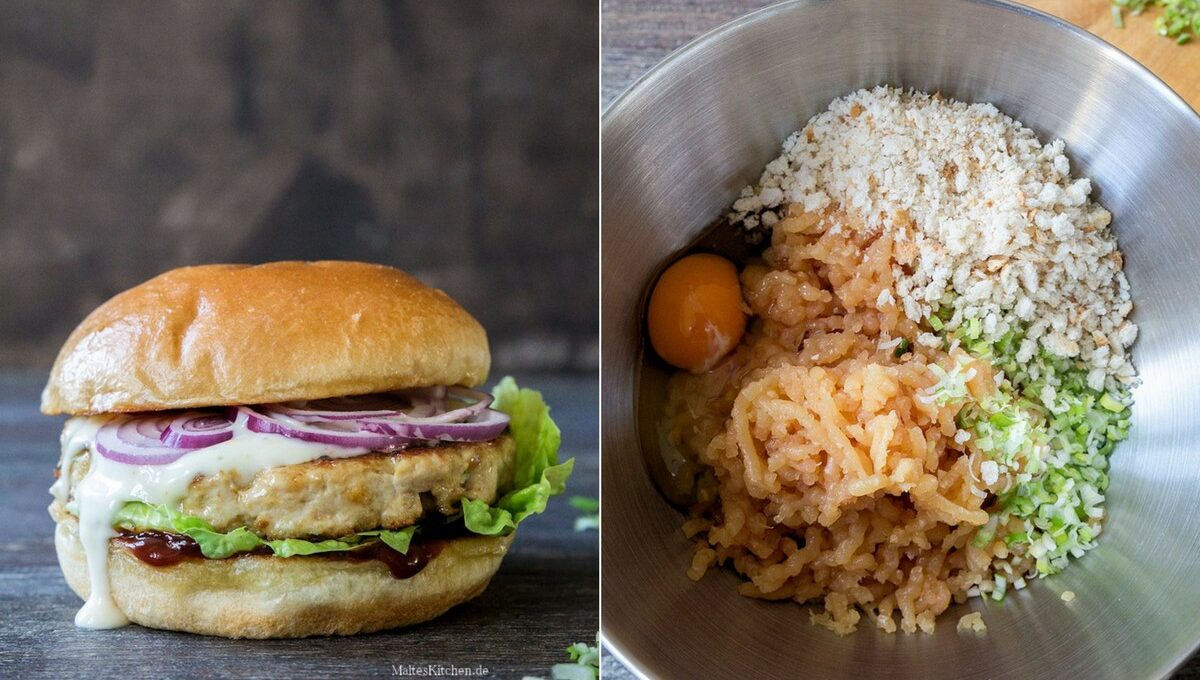 Rezept Chickenburger mit Wasabi-Ketchup und Orangen-Mayo
