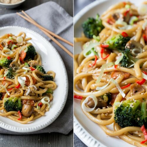 Rezept würzige Udon Nudeln mit Gemüse