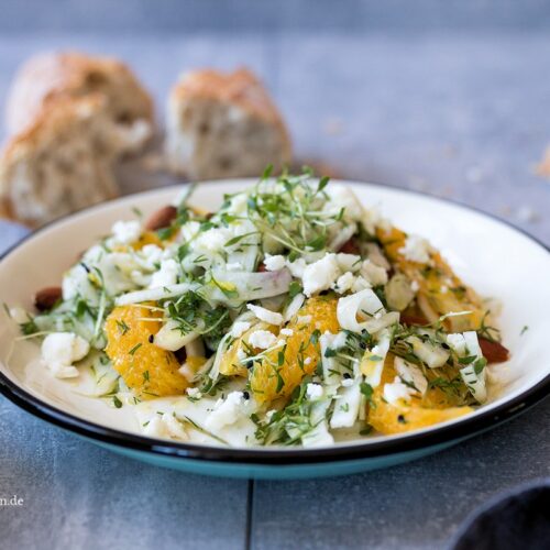 Rezept für einen Fenchelsalat mit Orange und Mandeln
