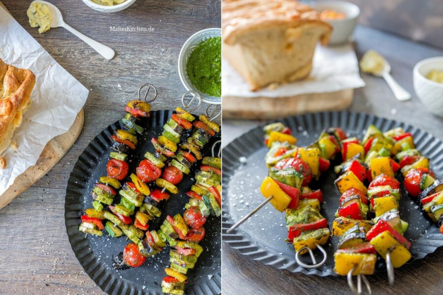 Rezept für gegrillte Gemüsespieße