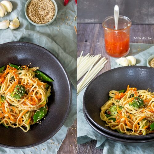 Rezept Nudelns aus dem Wok mit Gemüse, süß-sauer