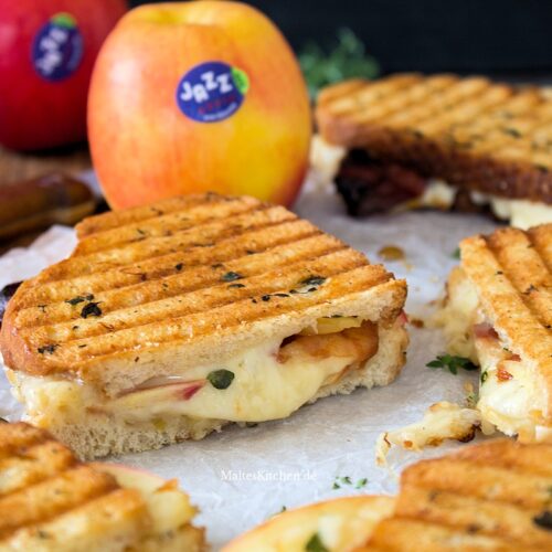 Rezept für ein grilled Cheese Sandwich mit Äpfeln und Bacon