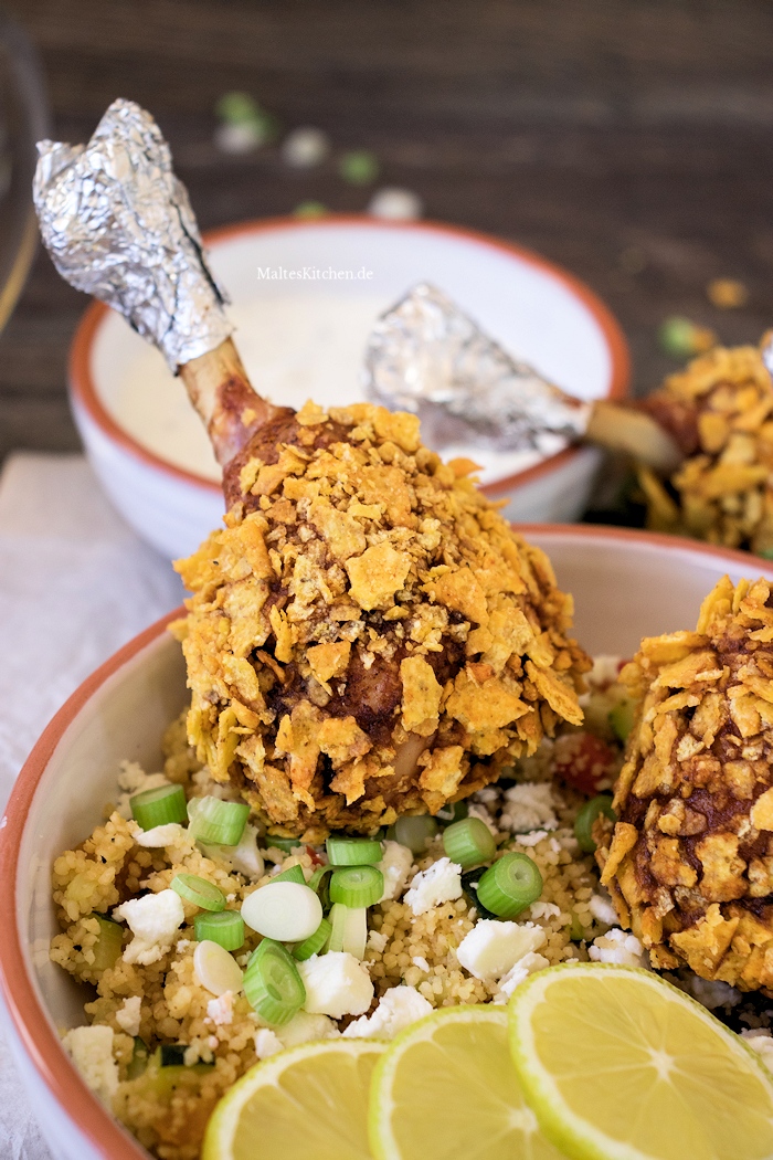 Chicken Lollipos mit Tortilla-Kruste