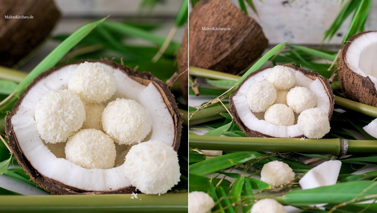 Rezept für Kokoseisbällchen mit Kokosflocken