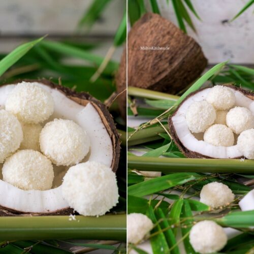 Rezept für Kokoseisbällchen mit Kokosflocken
