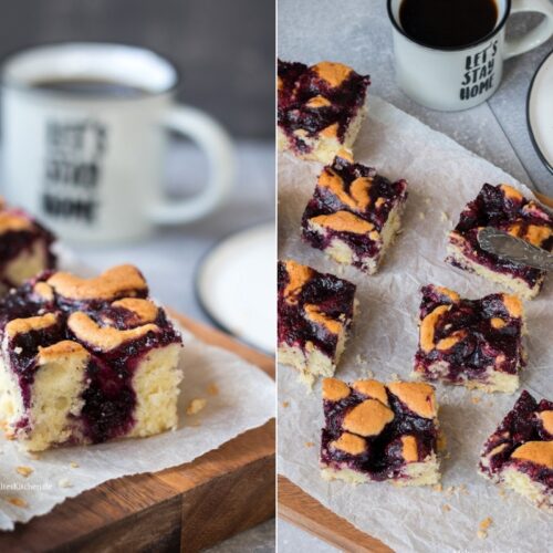 Rezept für einen einfachen Blaubeer-Kokos-Blechkuchen