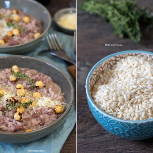 Rezept für ein Rotwein-Risotto mit Haselnüssen