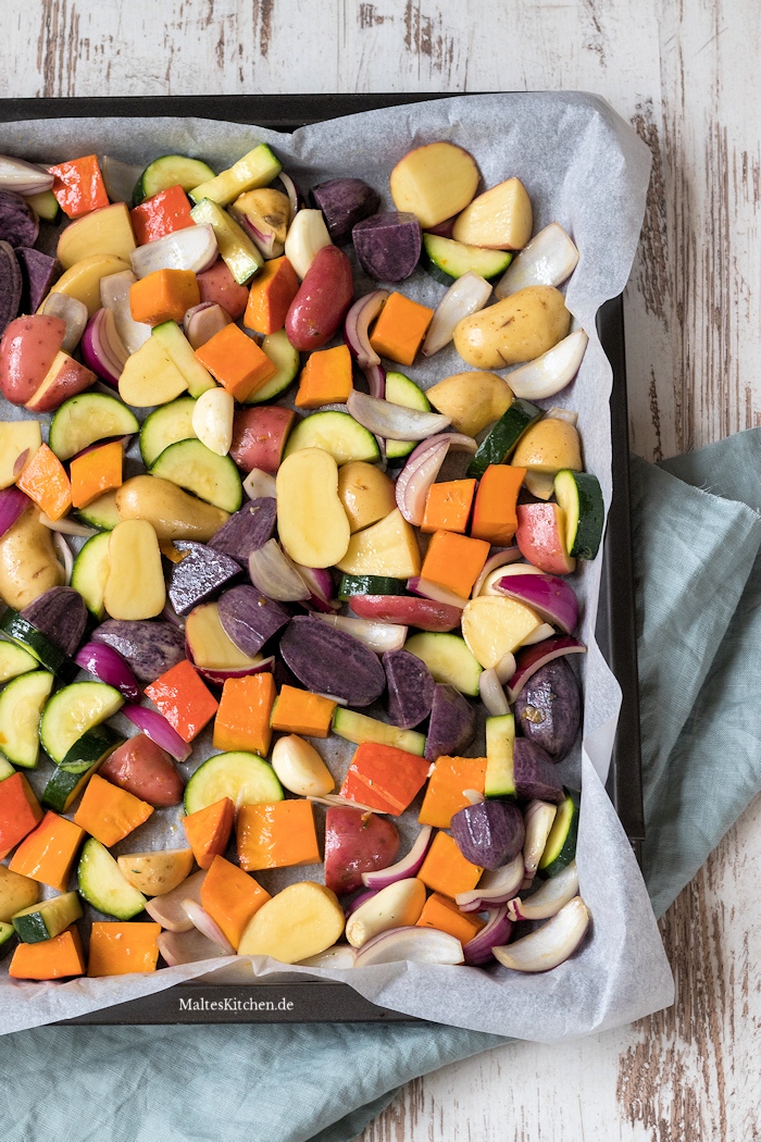 Kartoffel-Kürbis-Salat vom Blech
