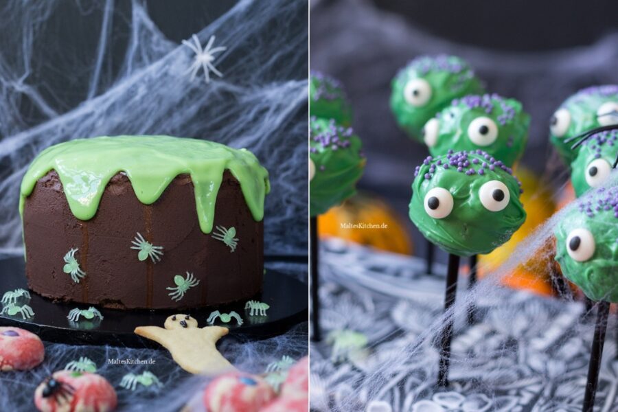Halloween Rezepte Schleimkuchen und Monster Cake Pops