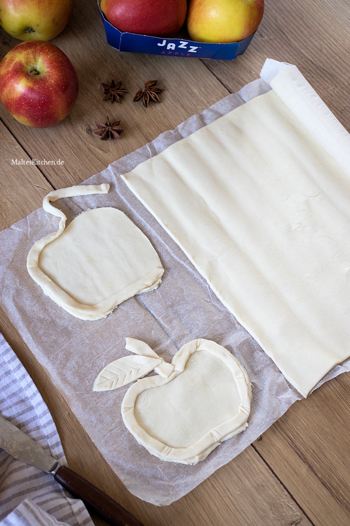 Äpfel aus Blätterteig formen