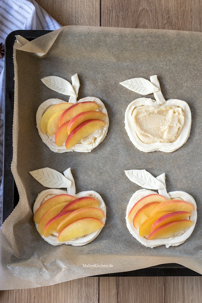 Blätterteig mit Äpfel und Marzipancreme