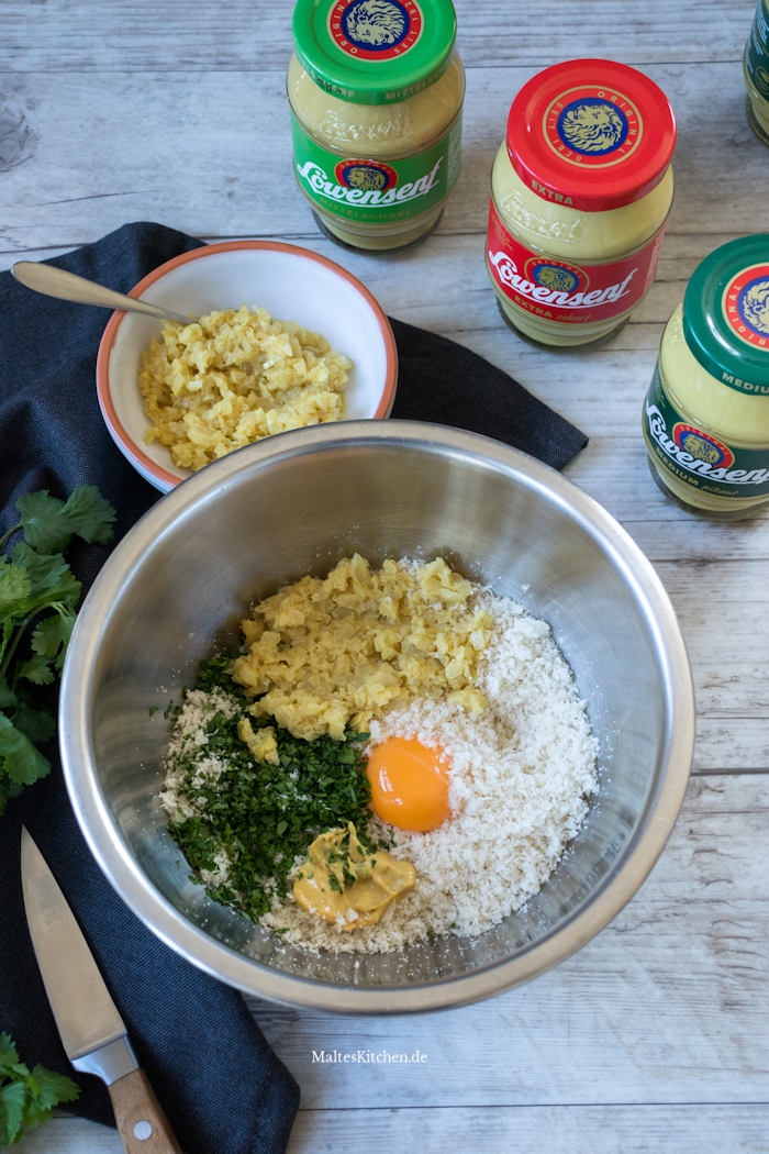 Zubereitung der Zwiebel-Senf-Kruste