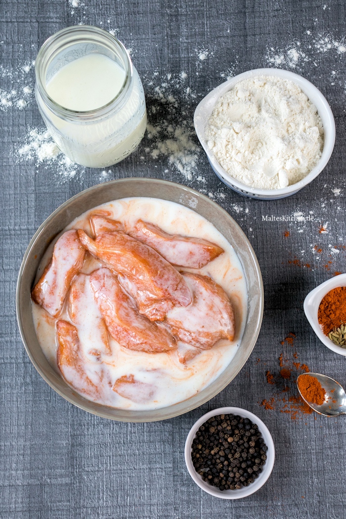 Fried Chicken in Buttermilch eingelegt