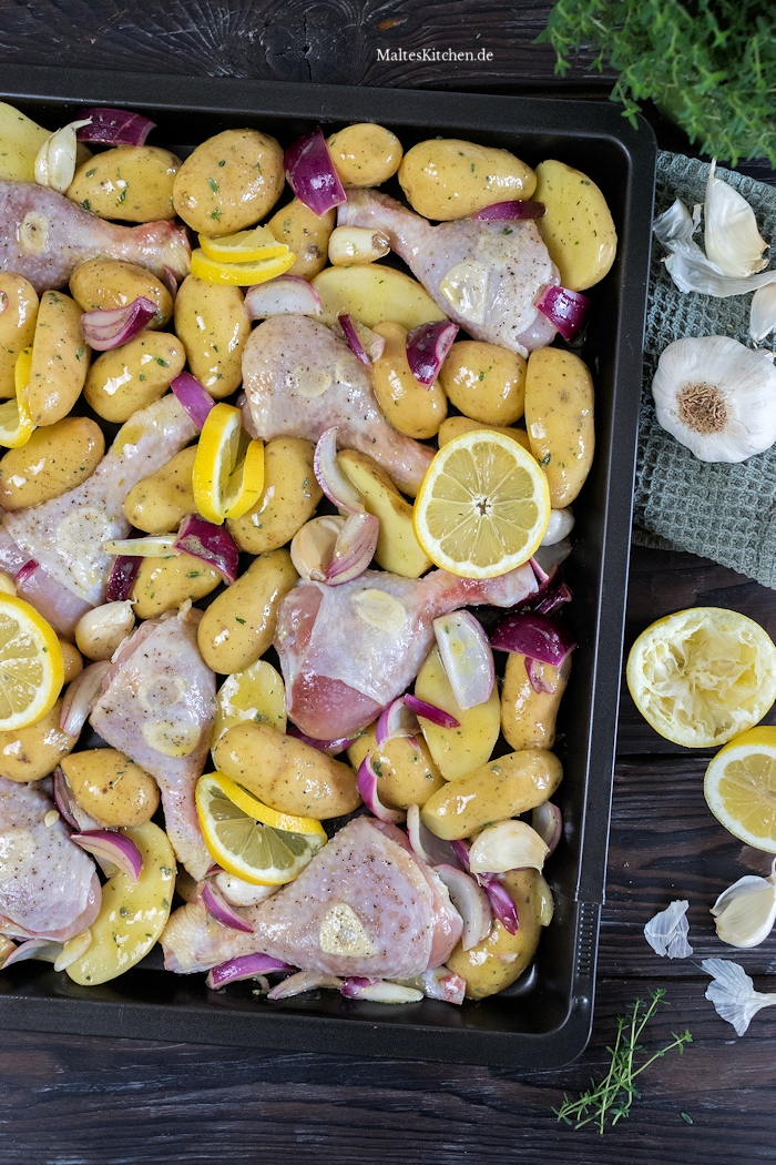 Hähnchen und Kartoffeln vom Backblech