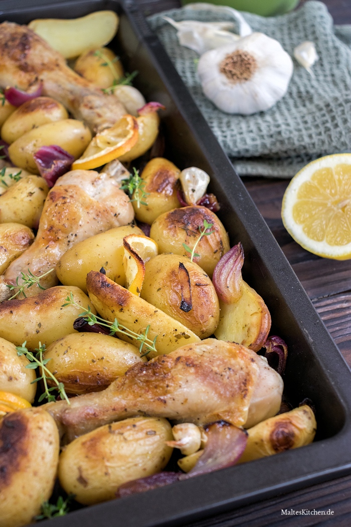 leckeres Knoblauch-Hähnchen aus dem Ofen