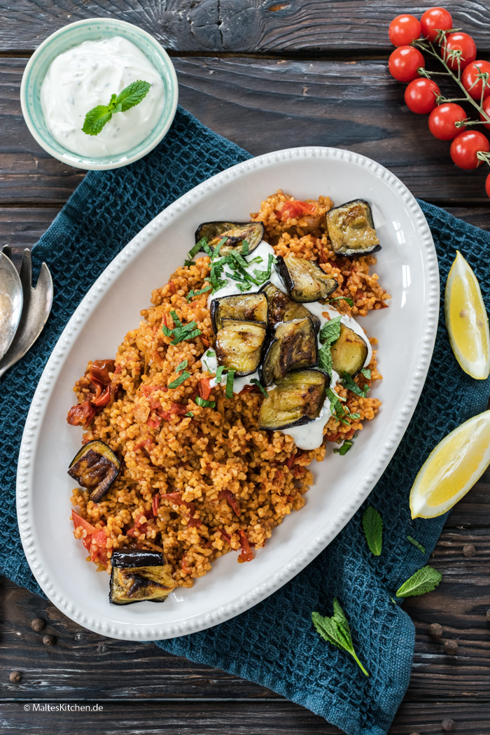 Leckerer Bulgur mit Auberginen