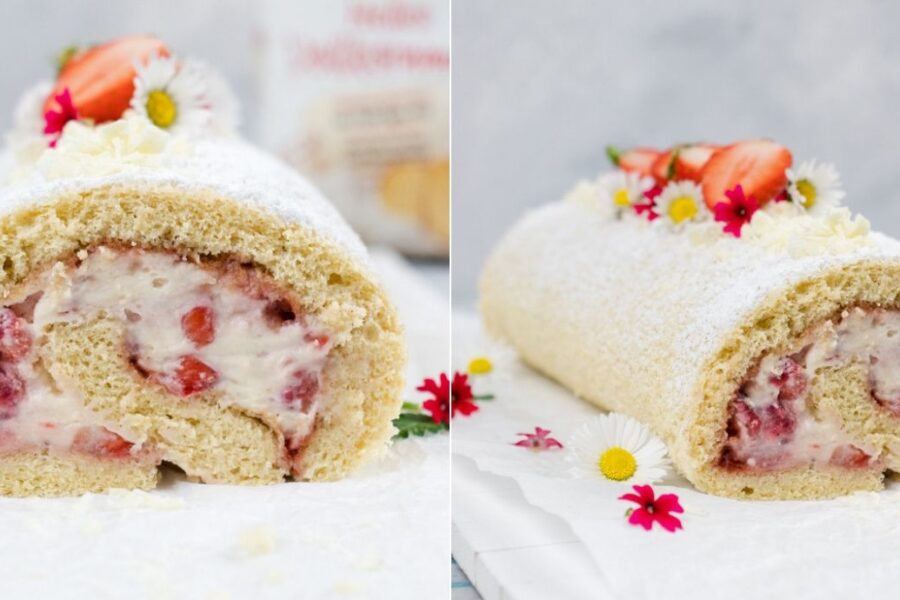 Rezept Erdbeerrolle mit Mascarpone und Sahne