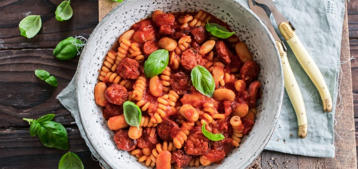 Rezept Pasta mit Chorizo und Bohnen