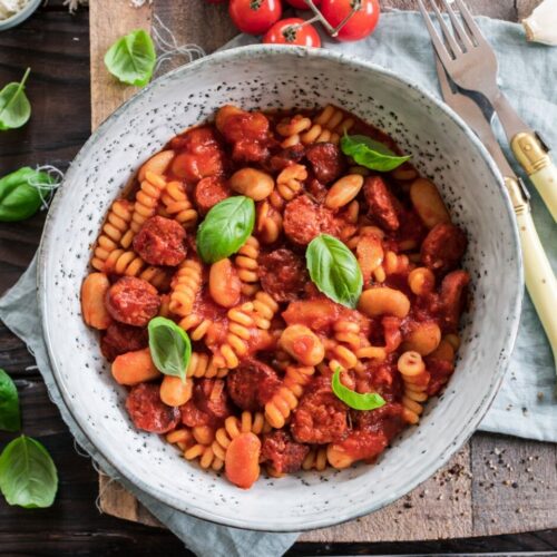 Rezept Pasta mit Chorizo und Bohnen