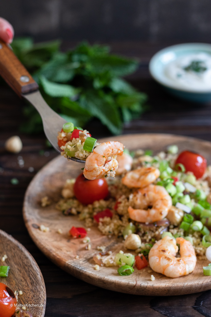 Saftige Garnelen mit Couscous