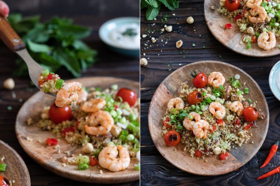 Rezept für ein sommerliches Couscous mit Garnelen