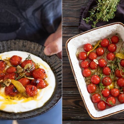 Rezept für im Ofen geröstete Honigtomaten mit Joghurt