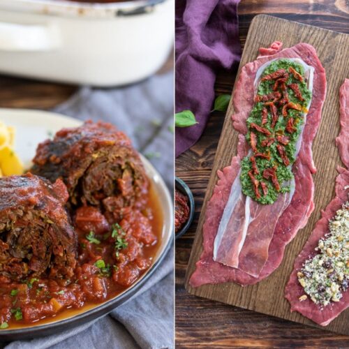 Rezept für mediterrane Rinderrouladen mit Tomatensauce