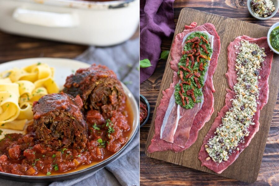 Rezept für mediterrane Rinderrouladen mit Tomatensauce