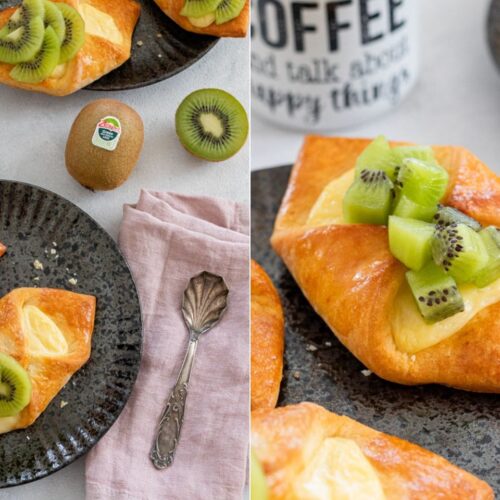 Rezept Plunderteilchen mit Pudding und Kiwis