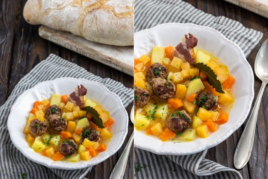 Rezept für einen Steckrübeneintopf mit Hackbällchen