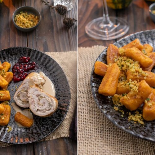 Rezept für eine gefülllte Putenroulade mit Süßkartoffel Gnocchi